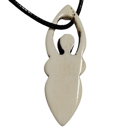 Handmade Goddess Pendant Necklace Spiral Design Black Cord Spiritual Jewelry - Picture 4 of 7